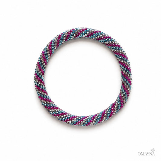 Multicolored beaded bracelet on a white background