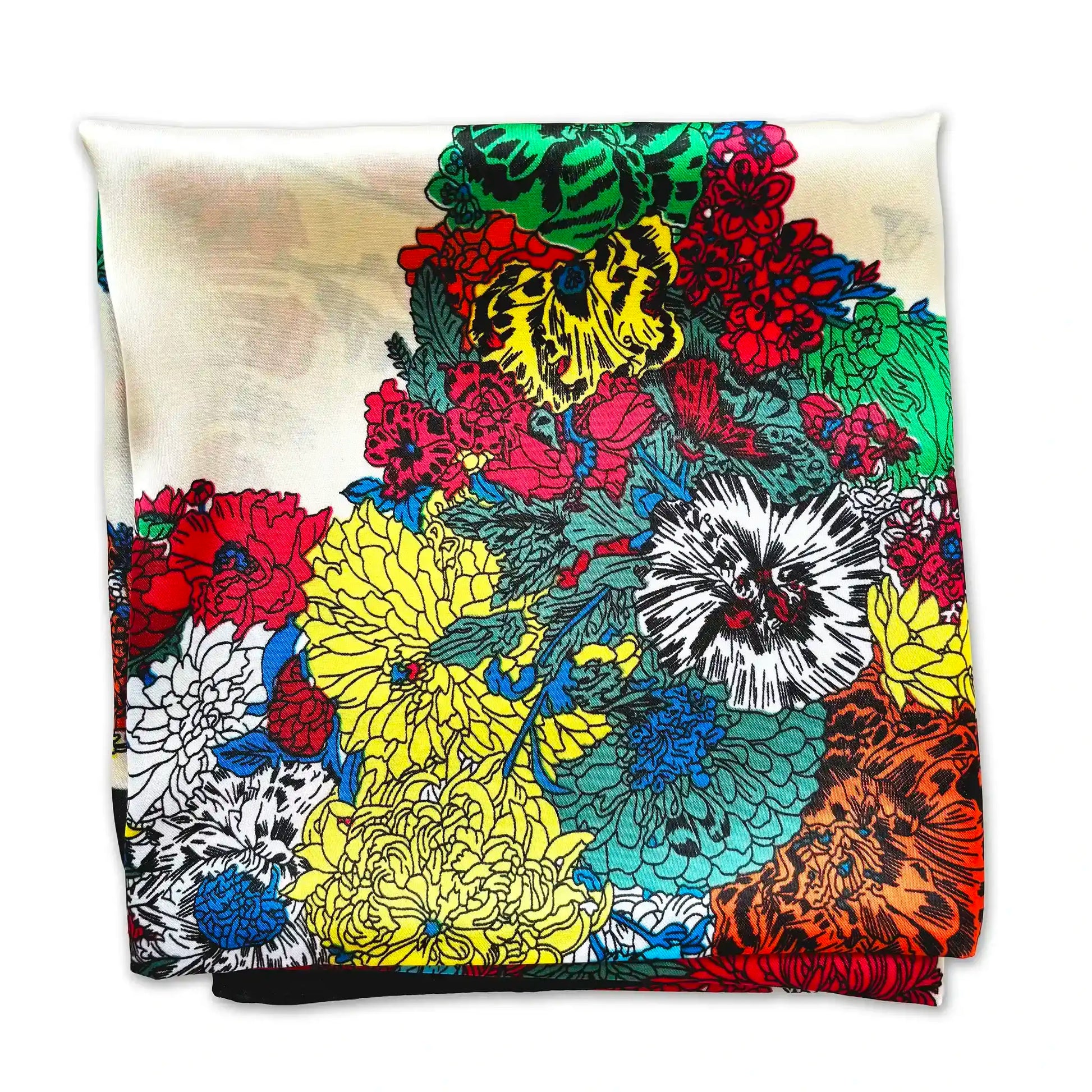 Scarf with floral motif, part of the notebook set in crimson