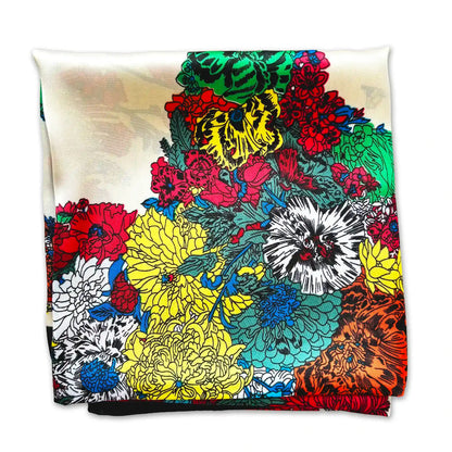 Scarf with floral motif, part of the notebook set in crimson